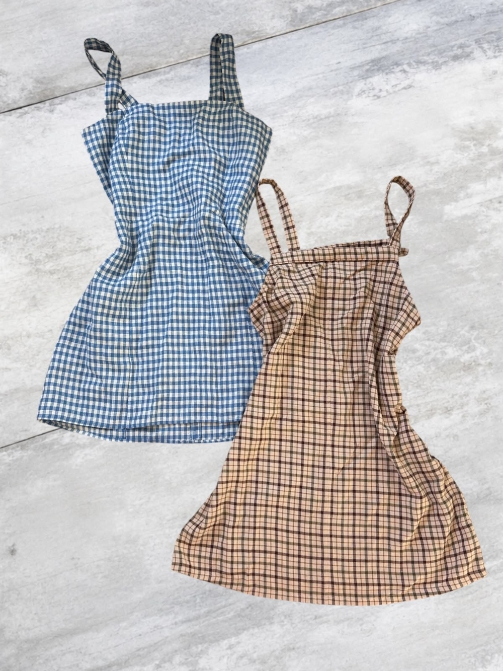Reformation + American Eagle Bundle Gingham Sleeveless Mini Dress - Blue & Beige
